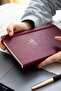A5 Hard Cover Dotted Notebook with Charm Attachment and Elastic Band - Metallic Burgundy - 4