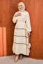 Muslin Dress with Stone Trim and Elastic Sleeves