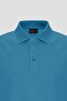 Non-Curling Pique Polo Collar Men's Aviator Blue T-Shirt - 8
