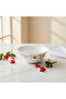 Fluted White Opalware Soup Bowl with Red Floral Design – 5 Inch - 2