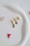 3-Piece Earring Set Fatma Ana Eli Evil Eye Detailed Minimal Hoop Earring Set - 3