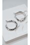 Basic Hoop Earrings with Cube Detail