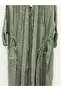 Women's Khaki Italian Cut Foldable Sleeves Oversize Long Linen Kaftan with Pockets 40 - 48 Size - 2