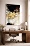 Gold Foil and Black, Beige Toned Glass Table - White Metal Framed Table for Home, Business and School - 3