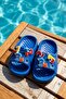 Children's Top Sticker Detail Slippers 300-12 Cobalt Blue - 4