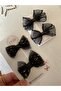 Set of 4 Black Scalloped Tulle and Glitter Bow Clips - Mother-Daughter Combination - 3
