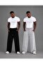 2 Pieces Black-Grey Men's High Waist Baggy Comfortable Fit Sweatpants
