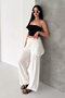Women's Scarf Detailed Loose Wide-Leg Lined Trousers