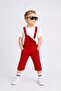 Boy's Red Gabardine Salopet Overalls - Single Jersey T-Shirt Capri Set Brother Combination - 2