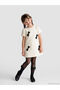 White Crew Neck Bowknot Tweed Dress for Girls