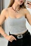 Women's Rope Strap Crop Blouse Gray - 2