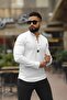 Men's Slim-Fit Hakim Collar Seersucker Textured Premium Basic Shirt