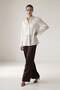 Cream Satin Lace Detailed Long Sleeve Relaxed Fit Blouse - 2