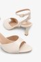 Sonna Women's Heeled Strappy Shoes - Beige Patent Leather - 5