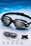 Professional Mirrored Lens Antifog Adult Swimming Goggles + Storage Case & Replacement Nose Pad
