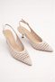 Women's Summer Knitted Detailed Pointed Toe Kitten Heel Slingback Shoes - 3