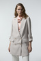 Double-Breasted Collar Sleeve Detailed Beige Jacket 0002 - 2