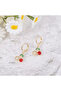 Crystal Earrings with Gold and Red Stone, Cherry Model Earrings - 7