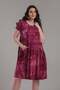 Women's Burgundy Tie-Dye Painting Casual Dress with Pockets, 42-54 Compatible Standard Size, Flexible Dress - 7
