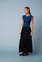 Sleeveless T-Shirt with Flower Detail on the Shoulders in Indigo - 2