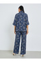 Navy Blue Floral Print Shirt and Trousers Co-Ords - 6
