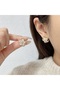 Women's Gold Framed Pearlescent White Flower Earrings Minimalist Stylish Design - 3