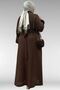 62009 Plus Size Button-Down Linen Dress with Elastic Sleeves - Brown - 5