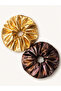 Women's Elastic Set of 2 Colorful Fabric Bagel Scrunchie Clips