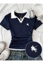 Women's Polo Collar Embroidery Detailed Camisole Slim Fit T-Shirt - 6