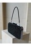 Black Stone Women's Evening Dress Bag with Black Stone Handle Detail for Wedding, Engagement, Graduation - 2