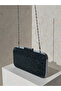 Black Geometric Laser Pattern Women's Evening Dress Bag Black Stone Handle Detailed Wedding Engagement Graduation - 6