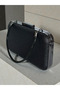 Black Kumsim Women's Evening Dress Bag with Black Stone Handle Detail for Wedding, Engagement, Graduation - 4