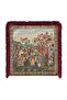 Medieval Castle Harvest Scene Fringed Throw Pillow Cover - Burgundy Tassel Tapestry Pillowcase - 7