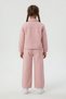 Salmon Flower Embroidered Jacket and Trousers Girls' T-Shirt 3-Piece Set 24122 - 6