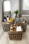 Wicker 1266 3 Sizes Striped Square Patterned Multi-Purpose Organizer Basket Toy Basket Laundry Basket - 2