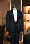 Exclusive suit bag pocket half lining navy blue