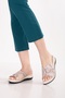 Genuine Leather Special Comfortable Velcro Slippers for Bone Protrusions Özl.102 Beige Honeycomb - 4