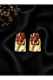 Bordo Gold Steel Earrings