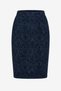 Women's Navy Blue Patterned High Waist Below Knee Pencil Skirt Daily Office Stylish Skirt - 7