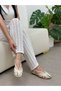Beige Leather (Mixed) Cage Detail Women's Sandals - 3