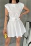 Women's Belt Detailed Mini Dress Sleeveless Flounce Dress - 6