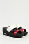 Red White Laci Women's Platform High Heeled Slippers - 3