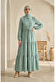 Hakim Yaka Polka Dot Hijab Dress 0290-10 Green - 2