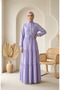 Hakim Yaka Polka Dot Hijab Dress 0290-07 Lilac - 2