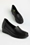 Large Size Genuine Leather Orthopedic Casual Shoes Black Wedge Heel Side Straps - 3
