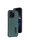 Apple iPhone 14 Pro Max Case Sara Leather Case with Business Card Holder - Dark Green