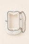 Women's White Sequined Hand-Knitted Evening Dress Bag with Silver Chain Strap and Clip Detail - 6