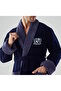 Men's Shawl Collar Embroidered Bamboo Cotton Sport Model Soft Absorbent Luxury Bathrobe - 2