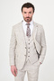 Plaid Slim Fit Mono Collar Classic Men's Suit Beige - 45466.26Y