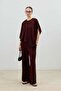 Burgundy Asymmetrical Cut Draped Women's Suit